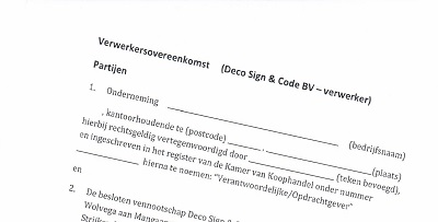Verwerkersovereenkomst schuin